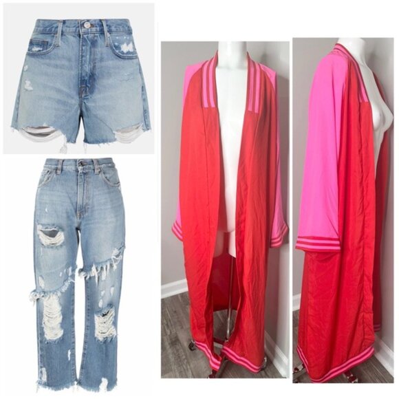 JULIE & JOY Pink and Red DUSTER/ PRELOVED -1X - Picture 3 of 7